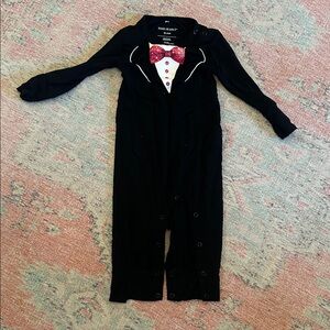 Posh Peanut Black One Piece with Red Bowtie
